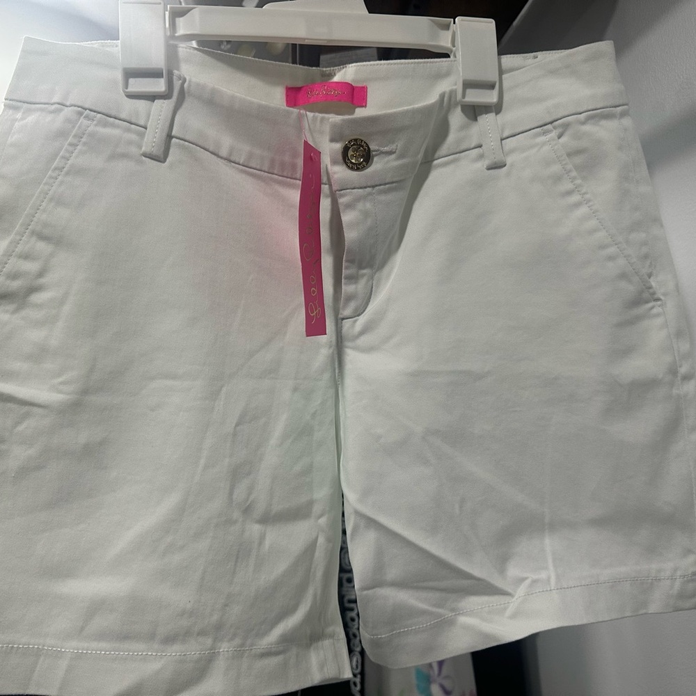 Lilly Pulitzer White Mid-Rise Cotton Bermuda Shorts